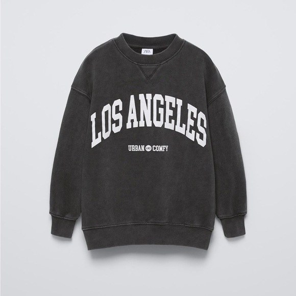 New ZARA Varsity Washed Effect Sweatshirt